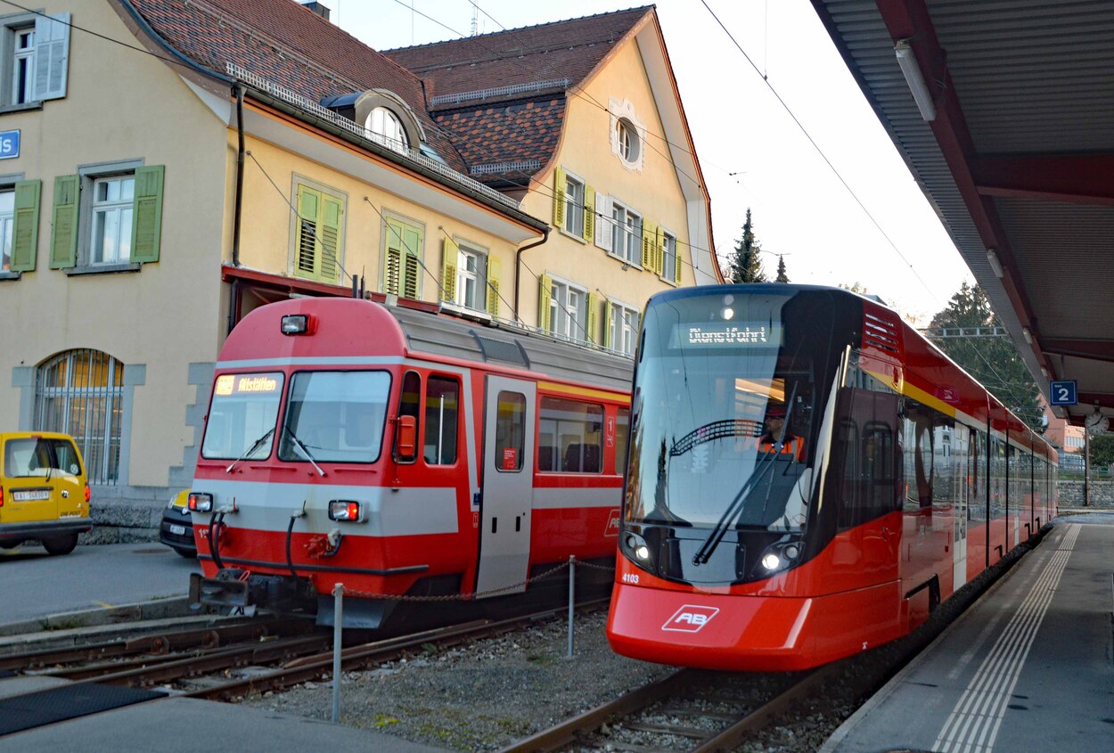 Appenzellerbahn Tango-Triebwagen in Gais