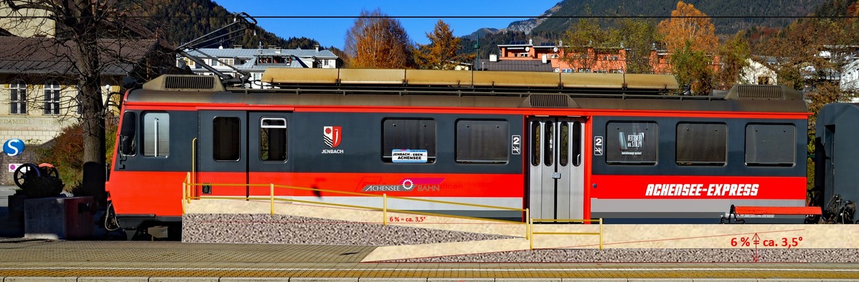 Barrierefreier Zugang für Rollstuhlfahrer zum Elektrotriebwagen