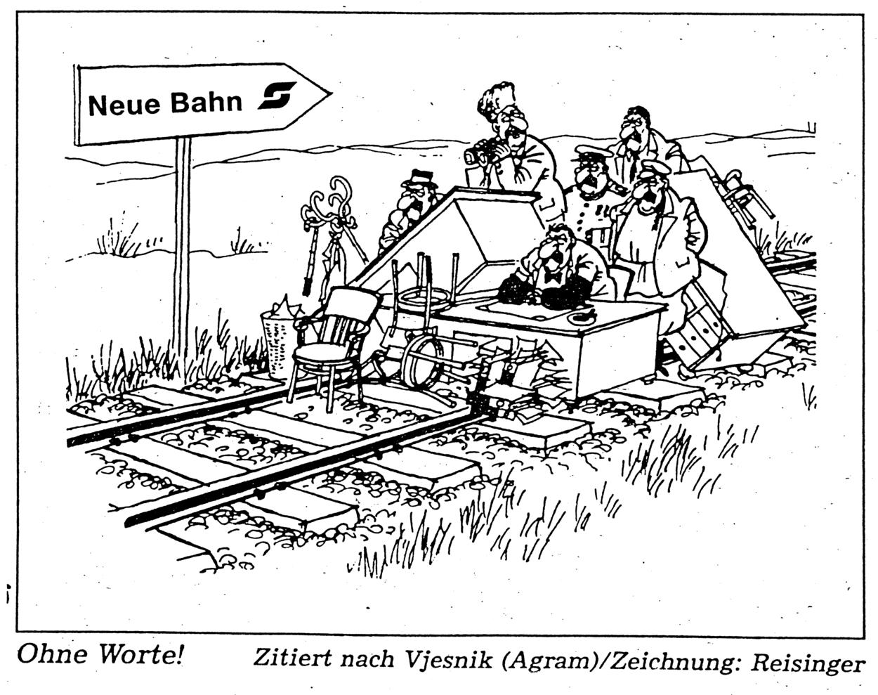 Bahngrafiken und Karikaturen