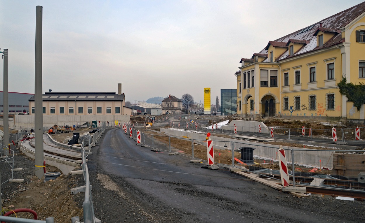 Strab-Baustelle Graz Alte-Post-Straße