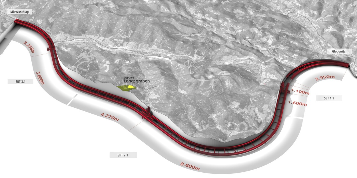 Semmering-Basistunnel Fortschritt August