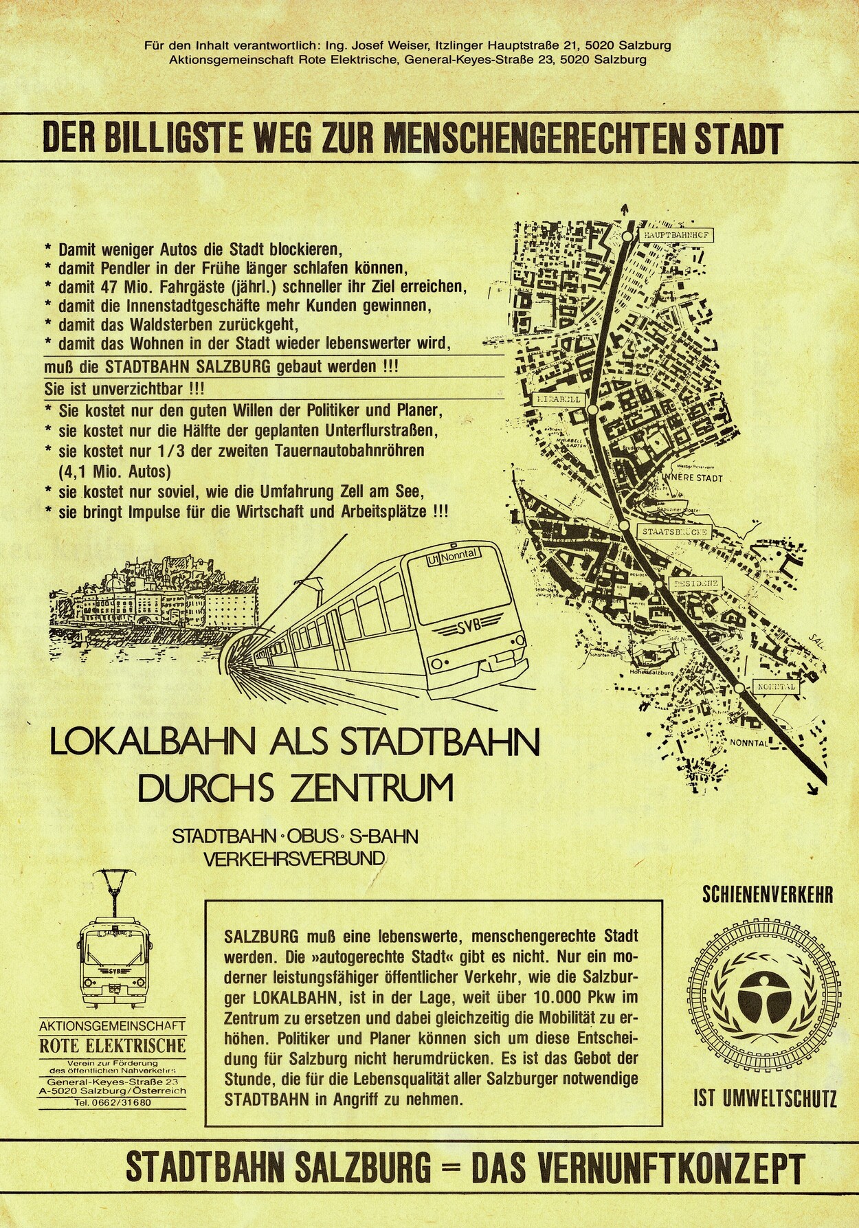 Flugblatt-Aktion 1988 neue Verkehrslösungen für Salzburg