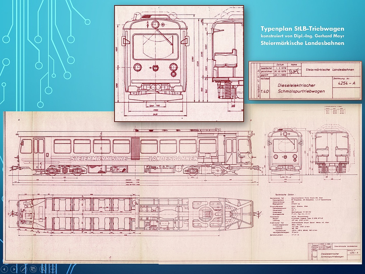 Typenzeichnung StLB-Triebwagen konstruiert von DI Gerhard Mayr